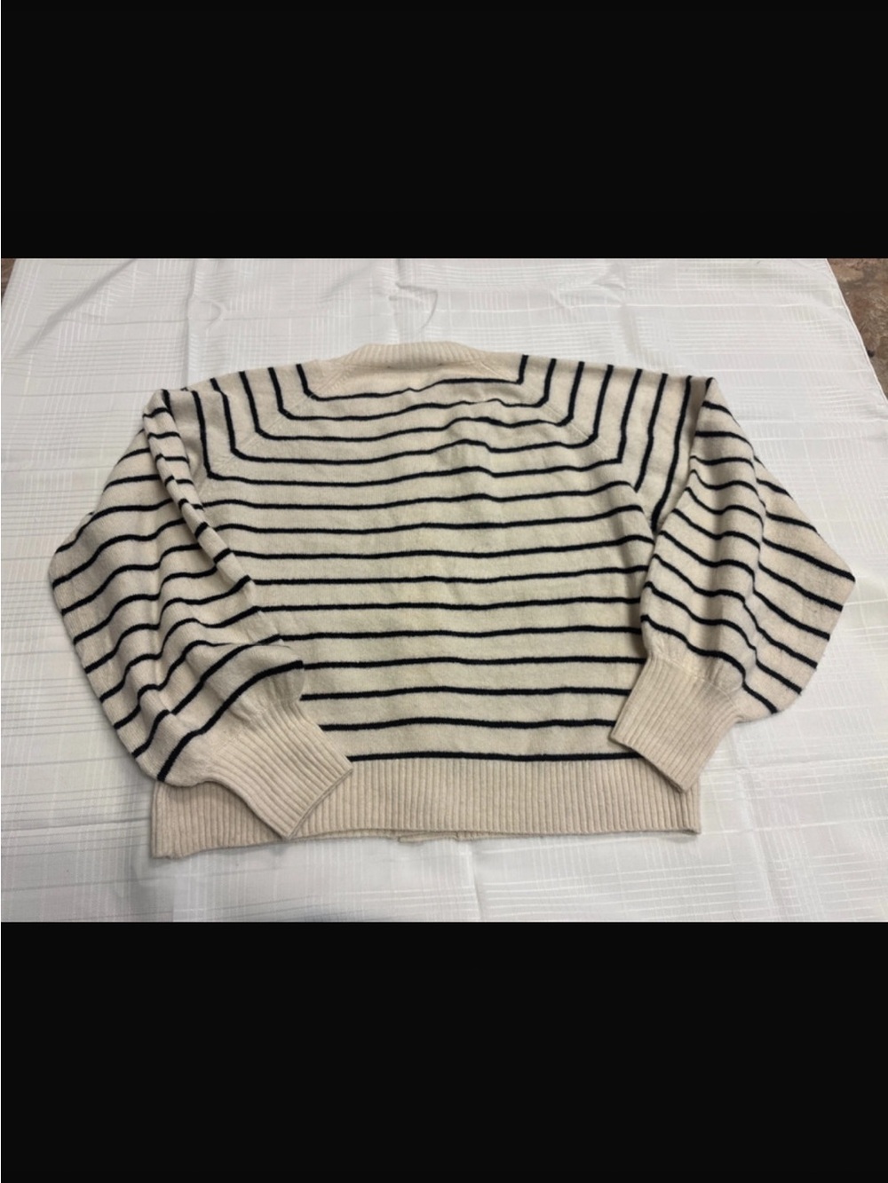 French Connection Cream & Black Striped Button Cardigan - Picture 5 of 8
